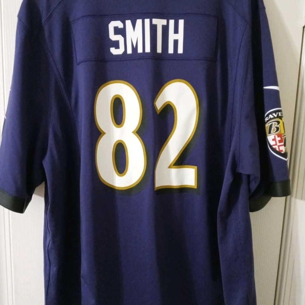 Nike Purple and Gold T. Smith Ravens Jersey